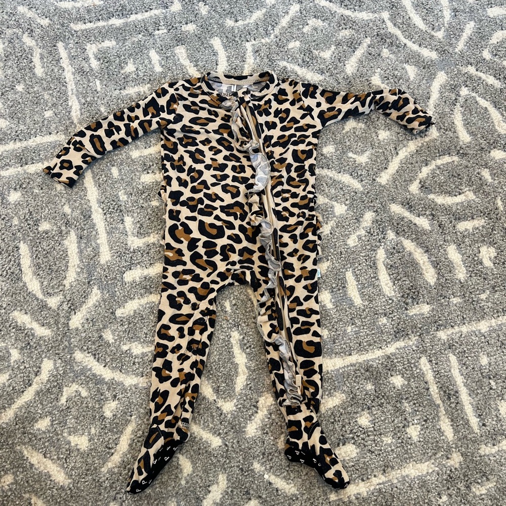Posh Peanut Tan and Black Leopard Kids Footie